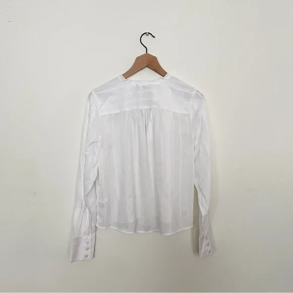 J. Crew V-neck Tie Top in White Cotton Dobby Size Small - Picture 9 of 11